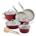 Ayesha Curry Ayesha Curry 10765 Porcelain Enamel Nonstick Cookware Set; Sienna Red; 12 Piece 10765